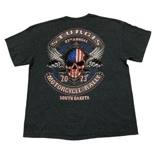 Sturgis Motorcycle Rally 2023 Men Sz XL Tee Tshirt 83rd Anniversary Black Skull